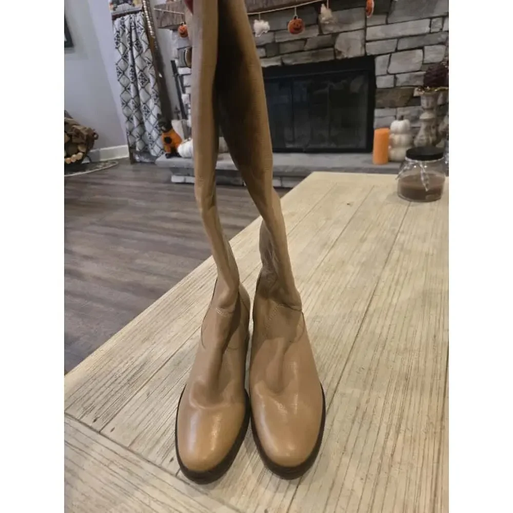 Matisse‎ Women's Brown Knee High Leather Boots Size 7.5 Block Heel Casual Brazil